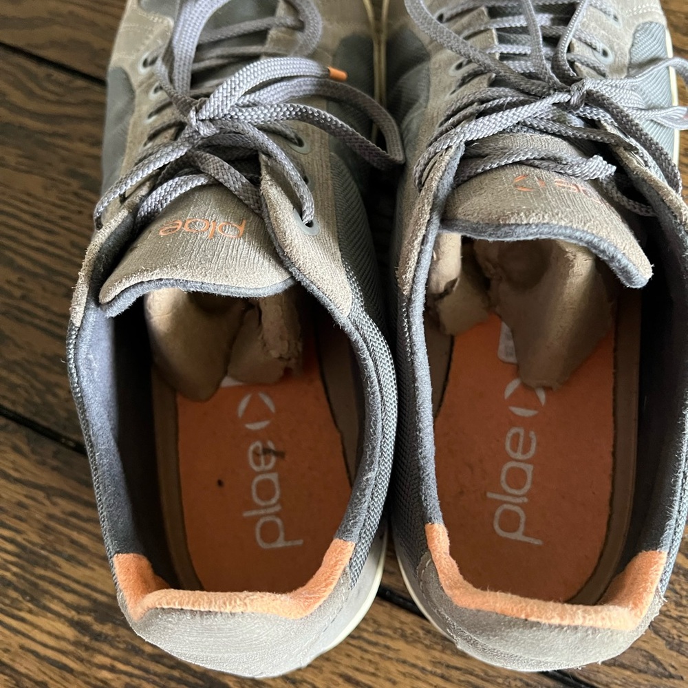 Plae Shoes Womens 12.5 Mens 11 Grey Orange Multicolor Low Top - Picture 10 of 11